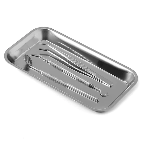 Dental Metal Trays Stainless Steel Medical Lab Instrument Tools Trays Single Pisce 8.85" x 4.64" x 0.79" - Image 6