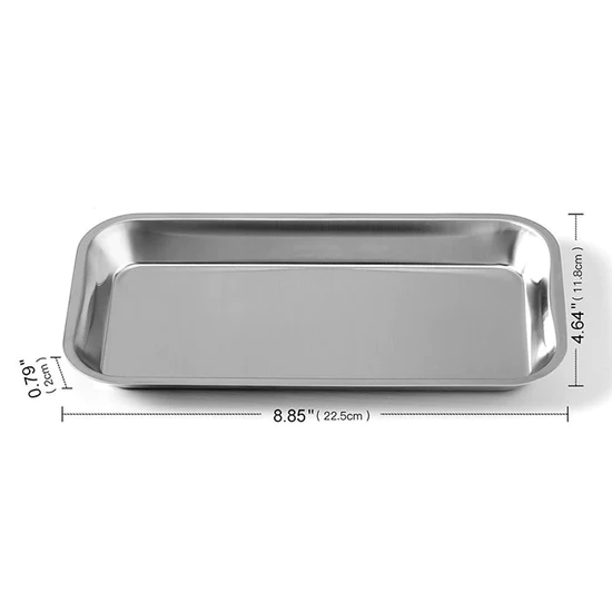Dental Metal Trays Stainless Steel Medical Lab Instrument Tools Trays Single Pisce 8.85" x 4.64" x 0.79" - Image 4