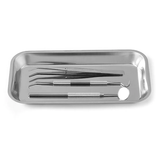 Dental Metal Trays Stainless Steel Medical Lab Instrument Tools Trays Single Pisce 8.85" x 4.64" x 0.79" - Image 3