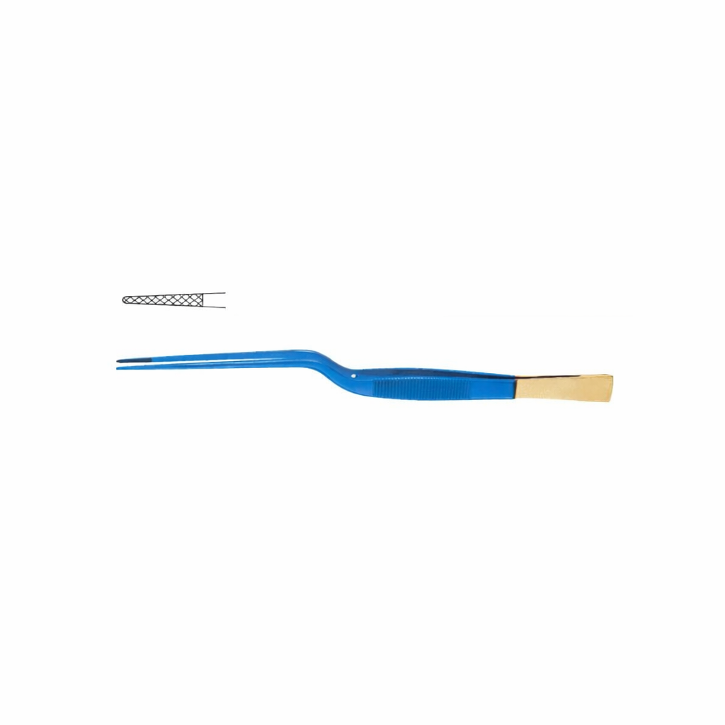 Cushing Dressing Forceps, Bayonet – Tungsten Carbide Serrated