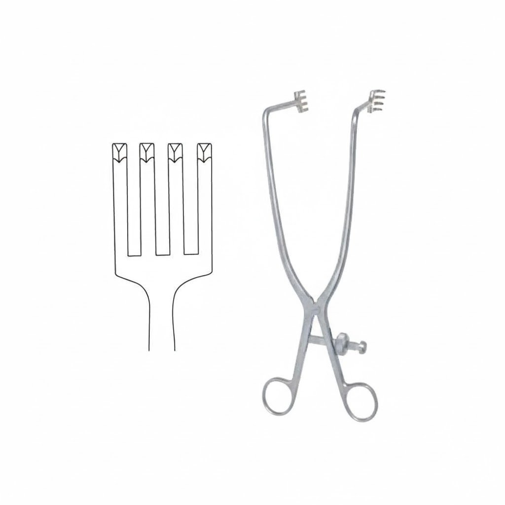 Deep Gelpi Self-Retaining Retractor – 4 Sharp Prongs, 90°