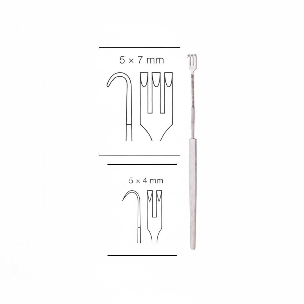 Flexible Neck Rake Retractor, 16 cm – Malleable