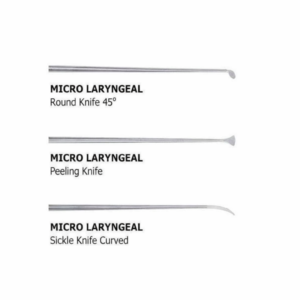 Micro Laryngeal Knives Set of 1 Round Knife, 1 Peeling Knife, 1 Sickle Knife