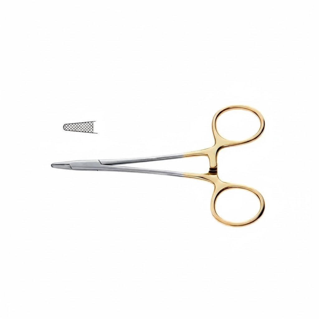Derf Needle Holder, 12 cm – Tungsten Carbide Serrated Jaws