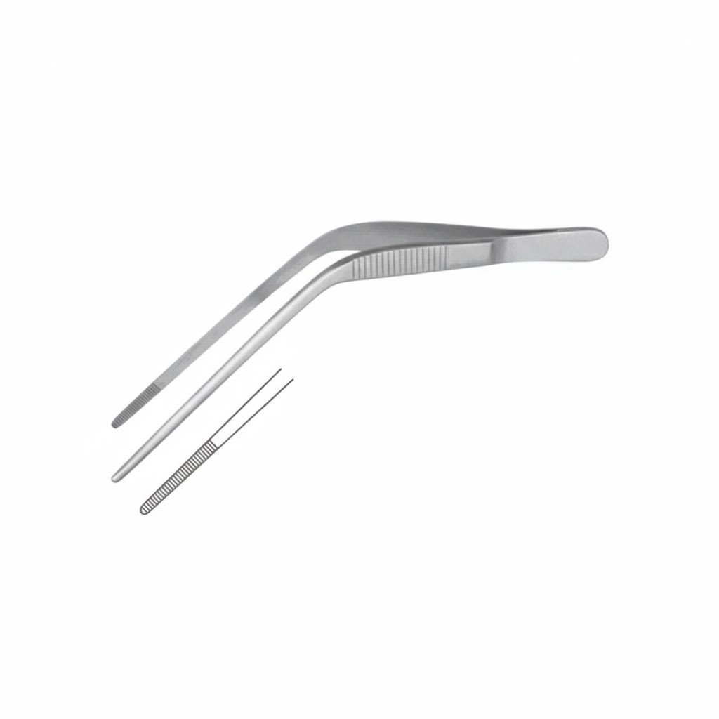 Wilde Dressing Forceps – Angled Serrated Tips, 12.5 or 16.5 cm